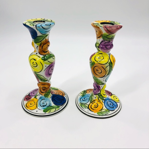 ✨Vintage Floral Portugal Ceramic Candleholder Set - Picture 9 of 10